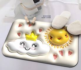 可爱卡通云朵太阳地垫脚垫