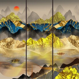 高端意境金山艺术三联装饰画