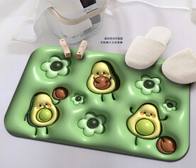 可爱卡通牛油果绿色地垫