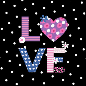 圆 花朵LOVE插画