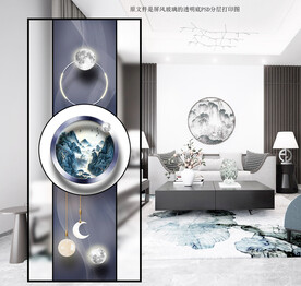 高清分层透明底屏风玻璃打印图