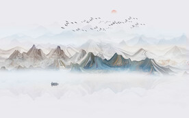 抽象水墨山水画背景墙