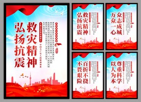 抗震救灾精神党建海报