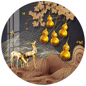 五福临门金色葫芦轻奢装饰画