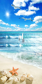 海边沙滩玄关背景墙