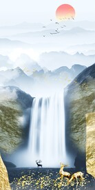 金山麋鹿财运画玄关