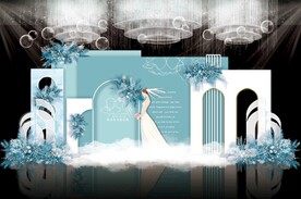 蓝色简约婚礼效果图