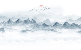 现代简约风格山水背景墙