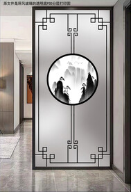 高清分层透明底屏风玻璃打印图