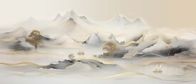 新中式抽象禅意山水画