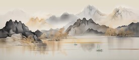 中国风鸿运当头山水装饰画