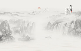新中式水墨山水背景墙