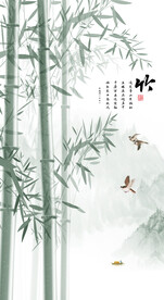 中式水墨竹子玄关画图