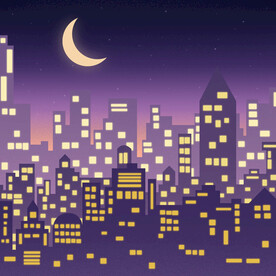 城市夜景肌理插画