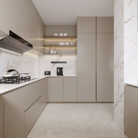 奶白色简洁厨房效果图