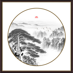 水墨画迎客松