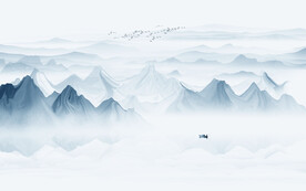 新中式壁画山水画电视背景墙