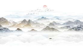 现代山水沙发客厅背景墙