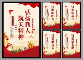 载人航天精神党建海报