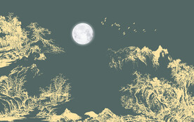 金色山水画背景墙