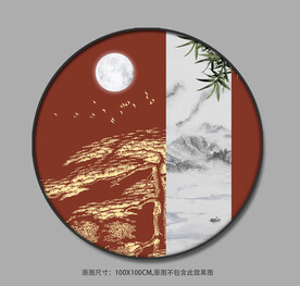 古典山水画金色山峰新中式挂画