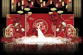 红色中式婚礼背景