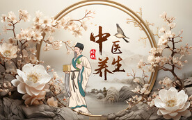 中医养生壁画壁纸背景墙挂画广告