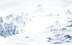 新中式水墨山水画背景墙