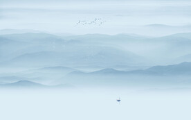 意境水墨山水画背景墙