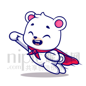 可爱卡通超人北极熊