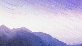 油画 蓝色 群山