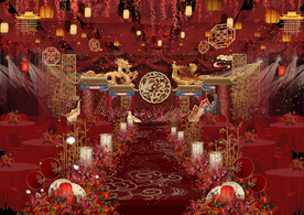 中式婚礼舞台效果图