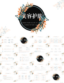 极简水彩风美容护肤介绍PPT