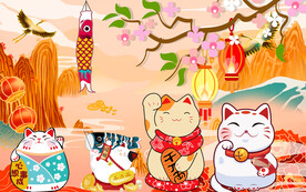 招财猫背景墙