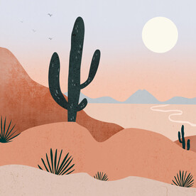 浪漫粉色沙漠风景装饰画