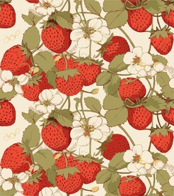 手绘草莓化妆品包装印花图案