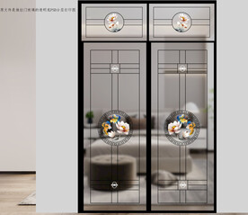 高清分层透明底推拉门玻璃打印图