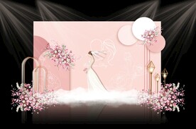 粉色简约婚礼背景