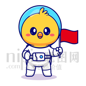 可爱卡通宇航员小鸡