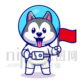 可爱卡通宇航员小狗哈士奇