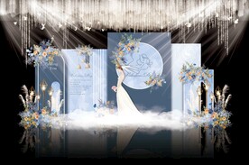 蓝色简约婚礼背景