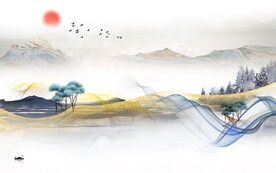 高清 中式简约山水 TIf分层