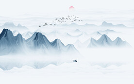 大气磅礴新中式水墨山水背景墙