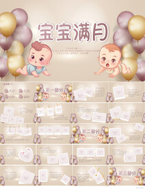 金色大气宝宝满月电子相册PPT