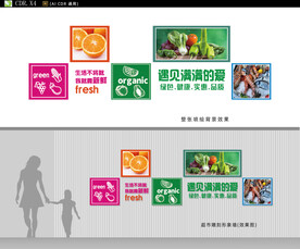 超市生鲜背景墙