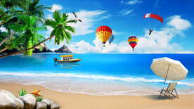 唯美蓝天白云大海风景