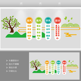 小清新幼儿园一训三风文化墙