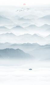 意境别墅山水玄关画