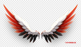 酷炫橙白动漫卡通羽毛翅膀
