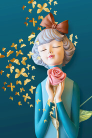 莫兰迪少女 卡通少女 美少女 